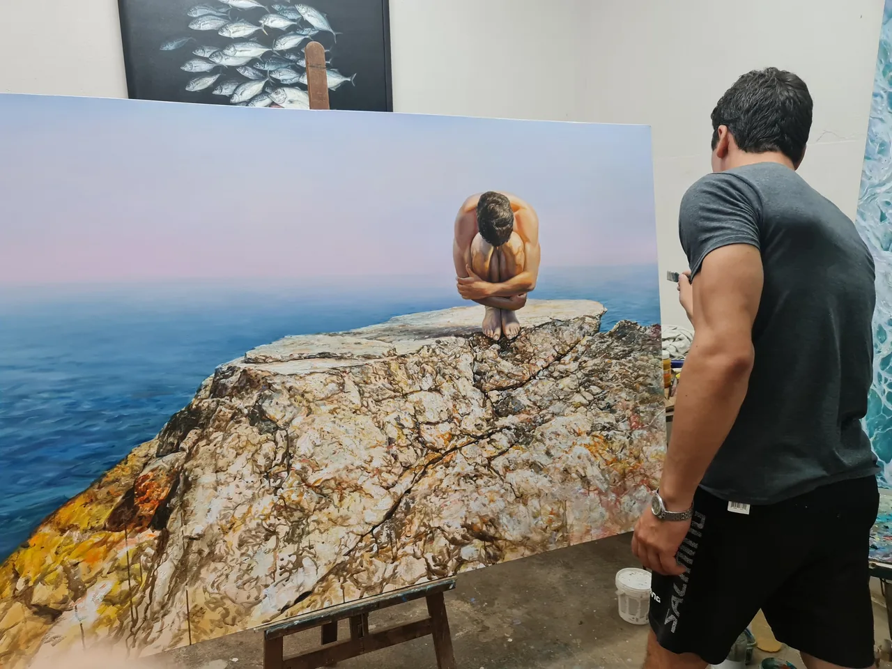 Luis Alberto Saldaña, in the studio, 2023