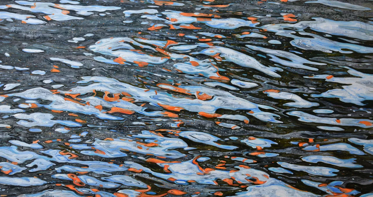 Specular Water VI, 2023, oil on canvas — painting by Luis Alberto Saldaña