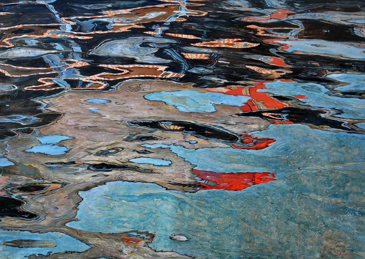 Specular Water VIII, 2023, oil on canvas — painting by Luis Alberto Saldaña