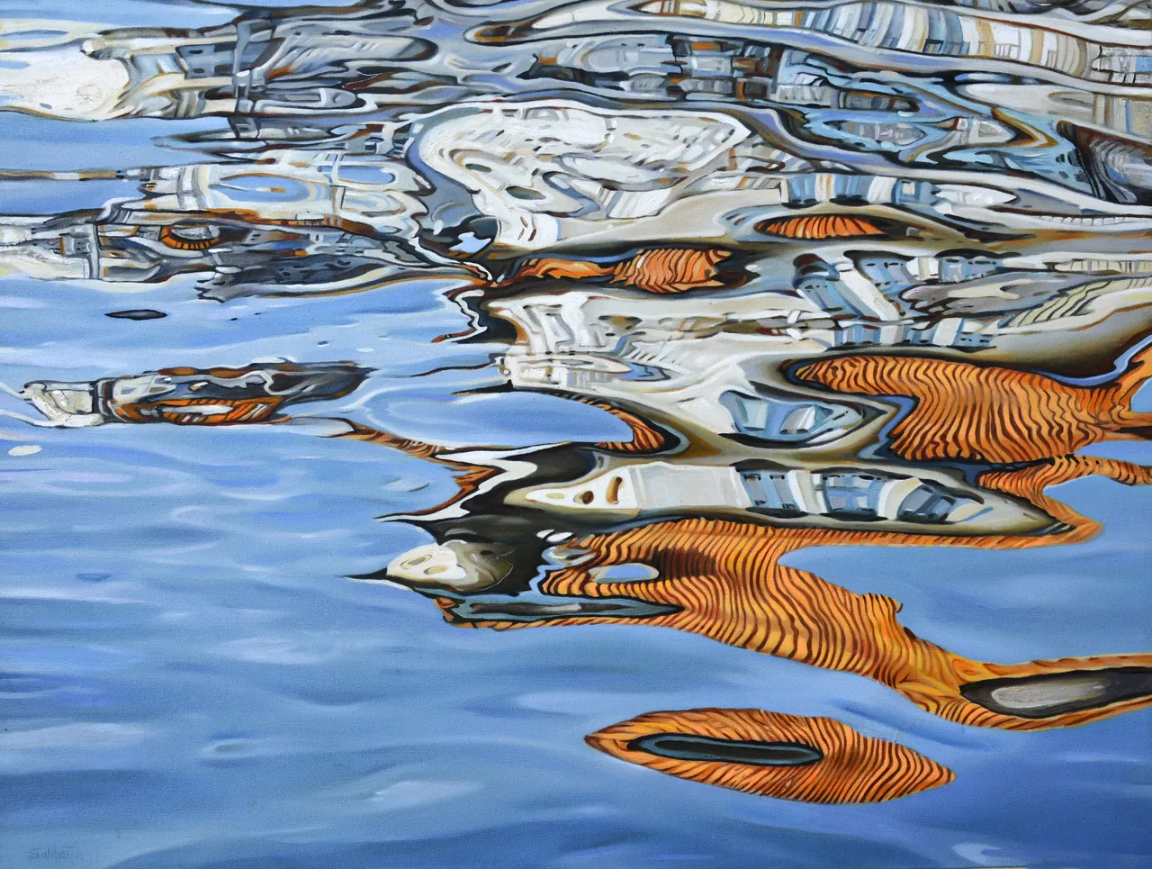 Specular Water XIX, 2022, oil on canvas — painting by Luis Alberto Saldaña