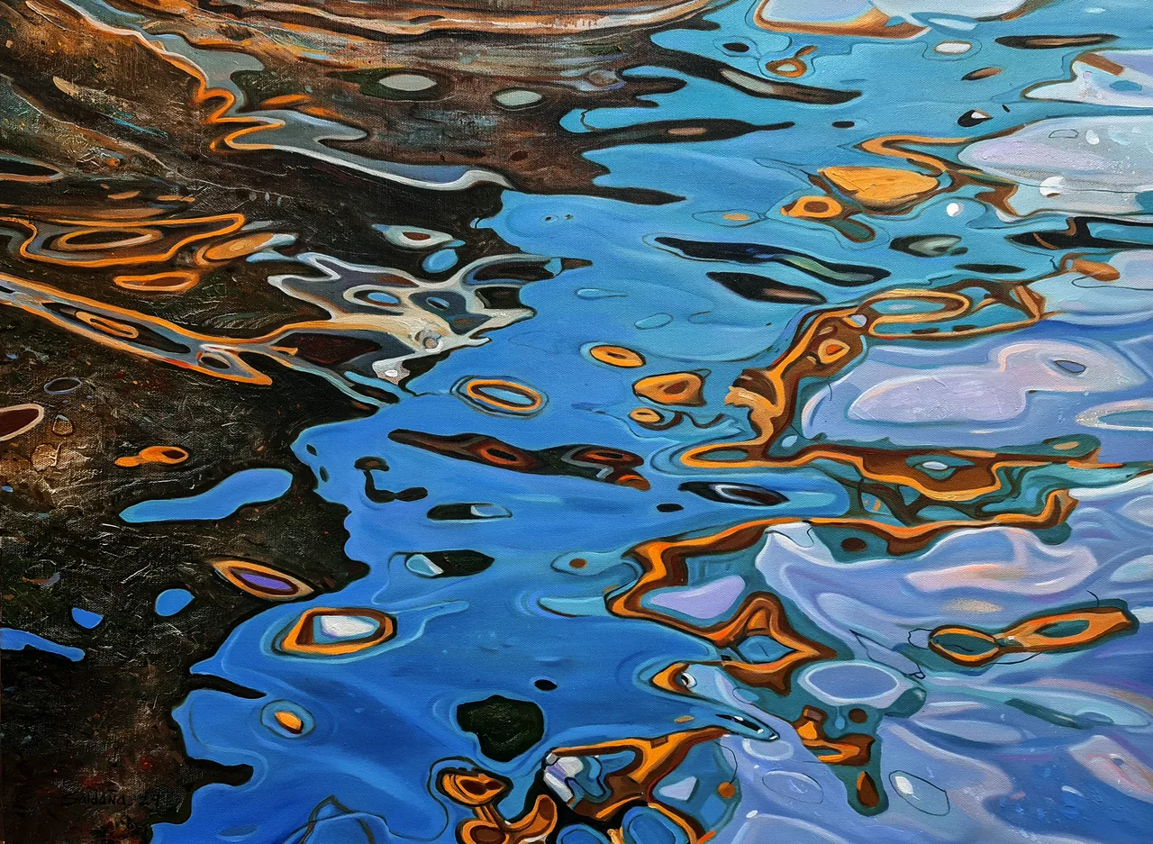 Specular Water XVII, 2024, oil on canvas — painting by Luis Alberto Saldaña