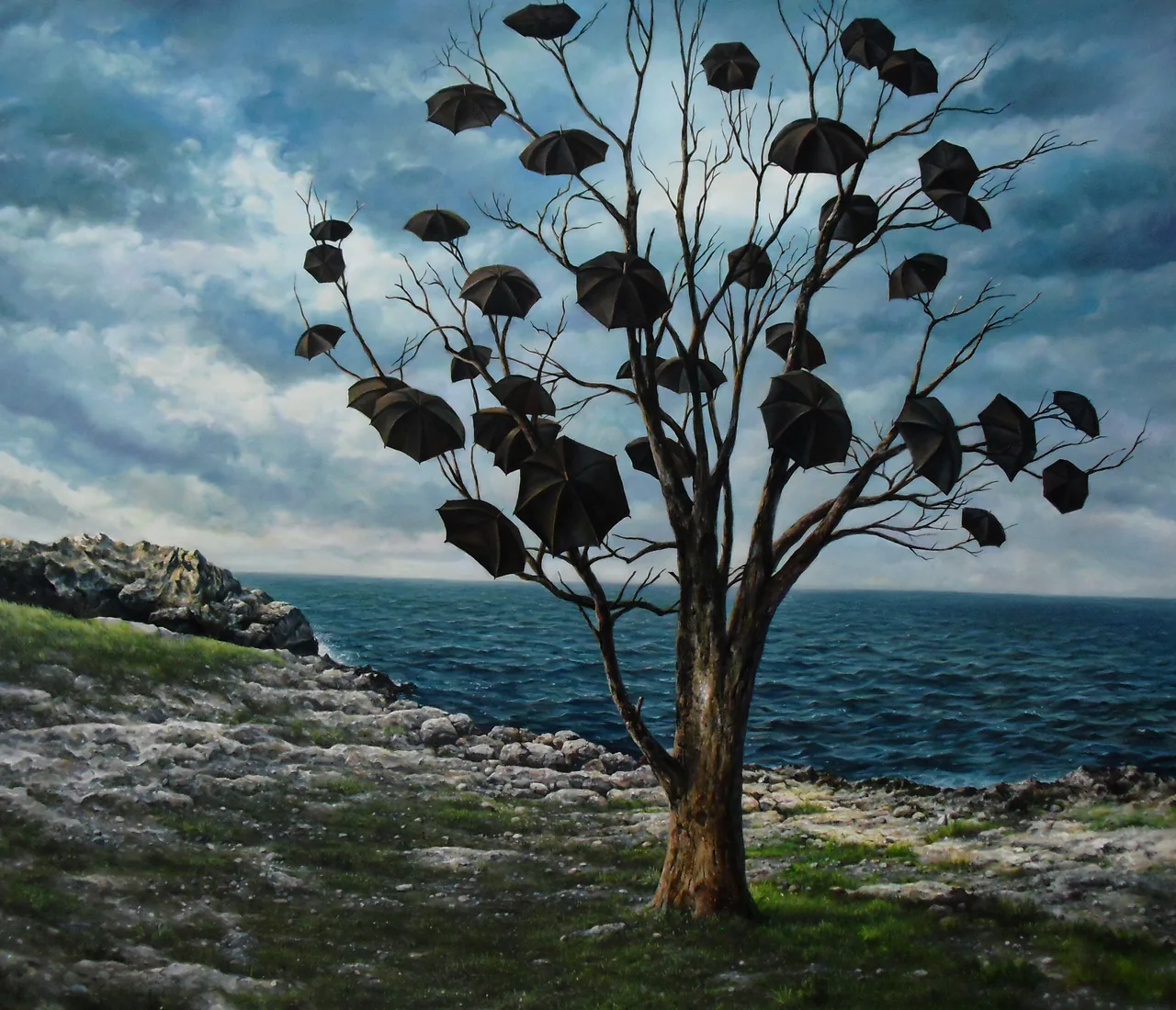 Autumn of Departures, 2014, oil on canvas — painting by Luis Alberto Saldaña