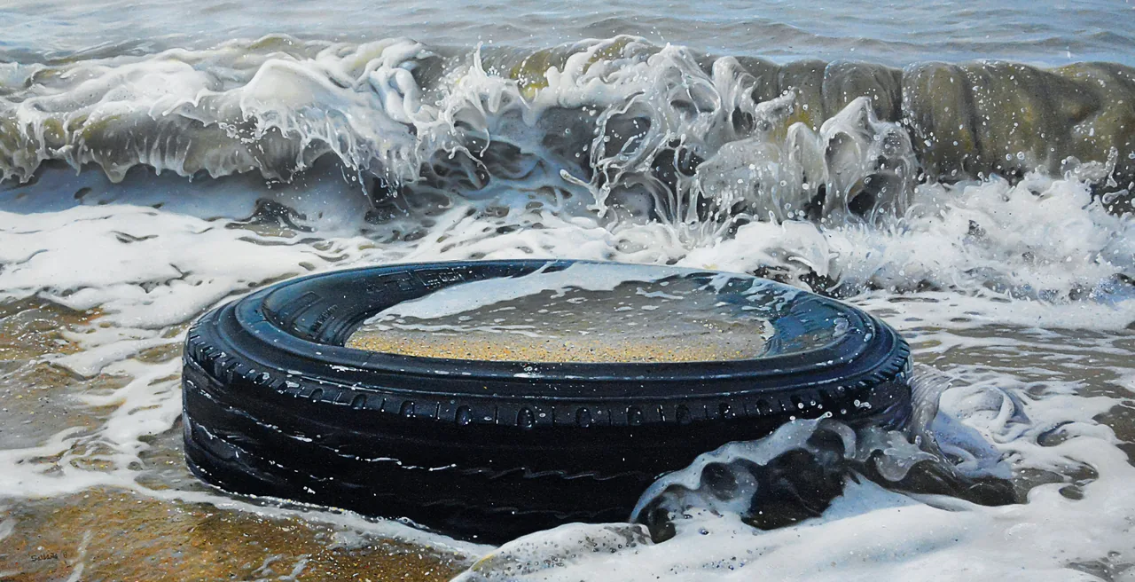 Exodus, 2018, oil on canvas — painting by Luis Alberto Saldaña