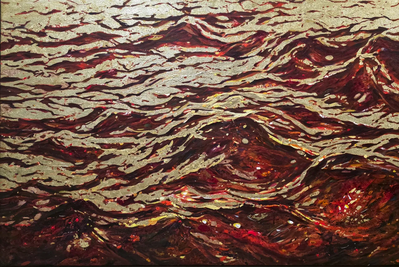 Untitled, 2026, oil and gold leaf on canvas — painting by Luis Alberto Saldaña