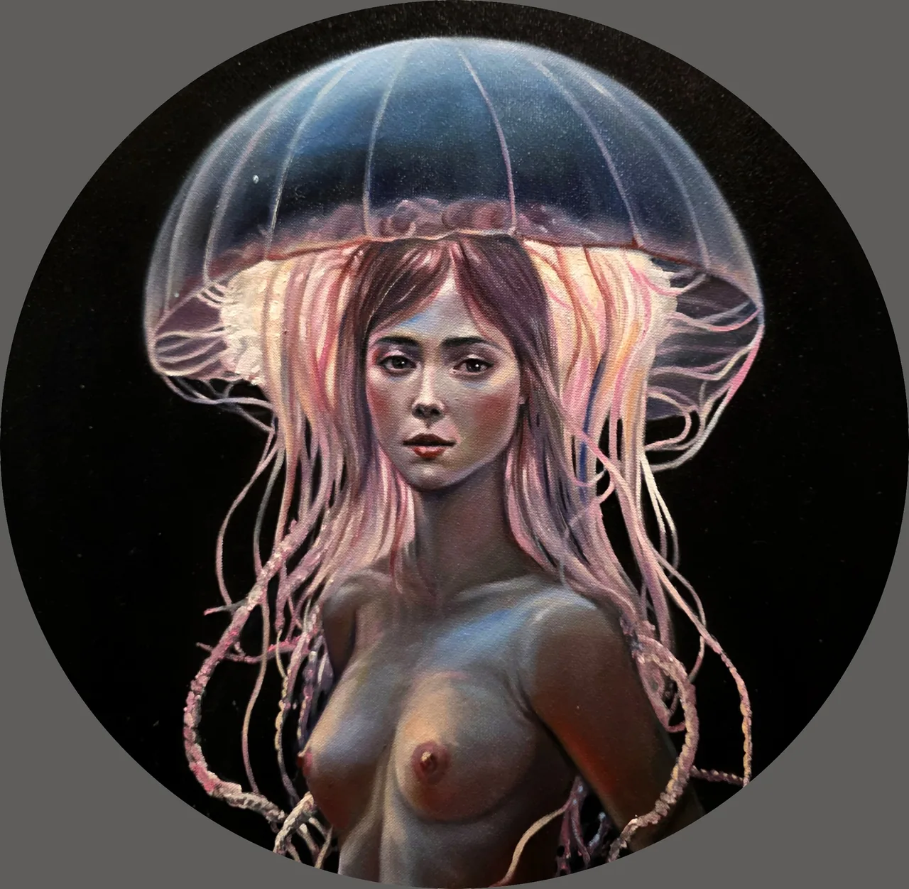 Jellyfish, 2025, oil on canvas — painting by Luis Alberto Saldaña